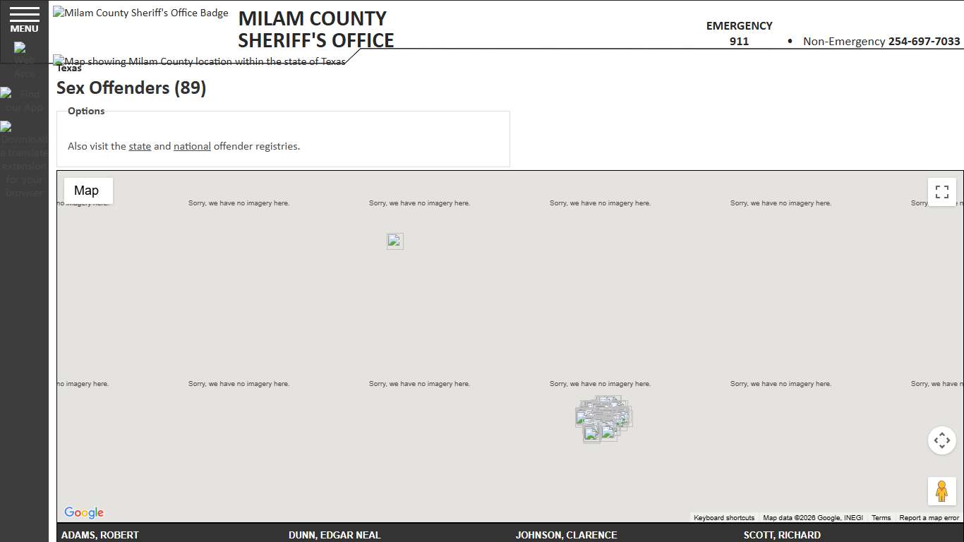 Sex Offenders - Milam County Sheriff TX