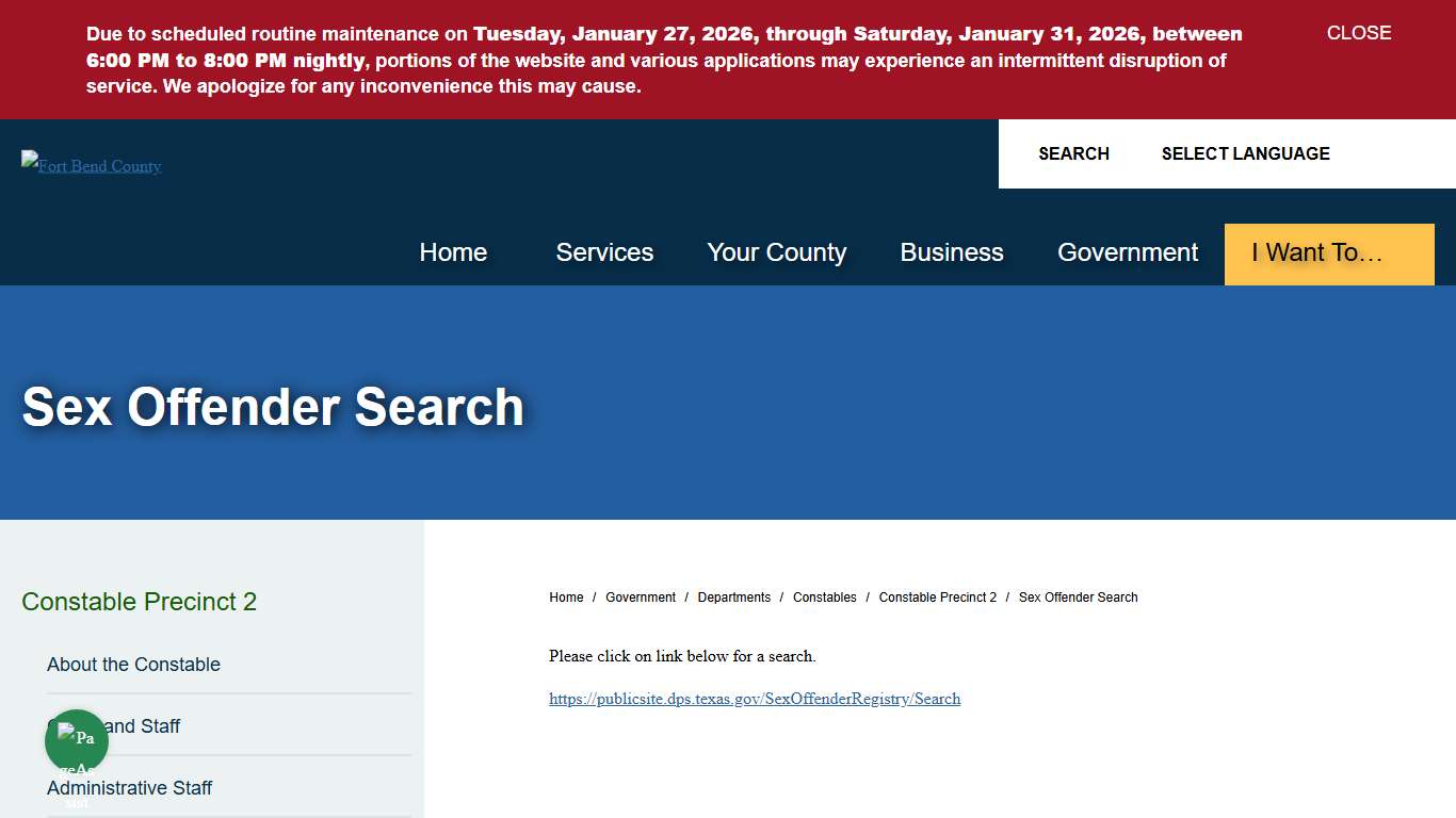 Sex Offender Search Fort Bend County